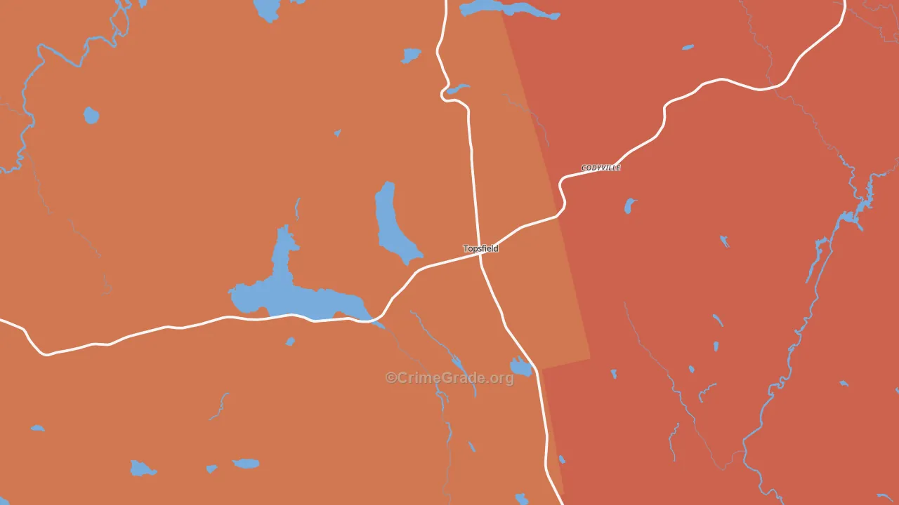 Topsfield, ME Map of Murder Rates