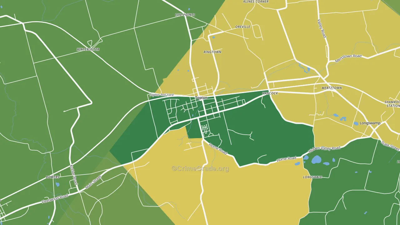 Topton, PA Map of Murder Rates
