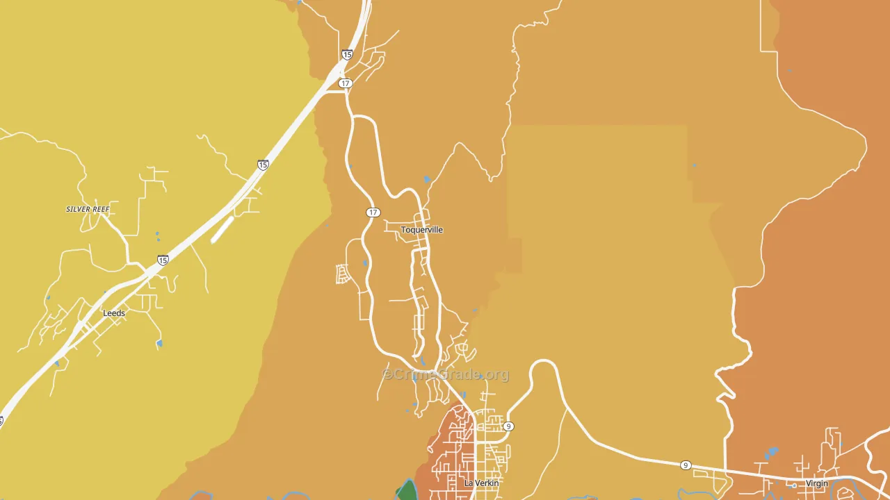 Toquerville, UT Map of Murder Rates