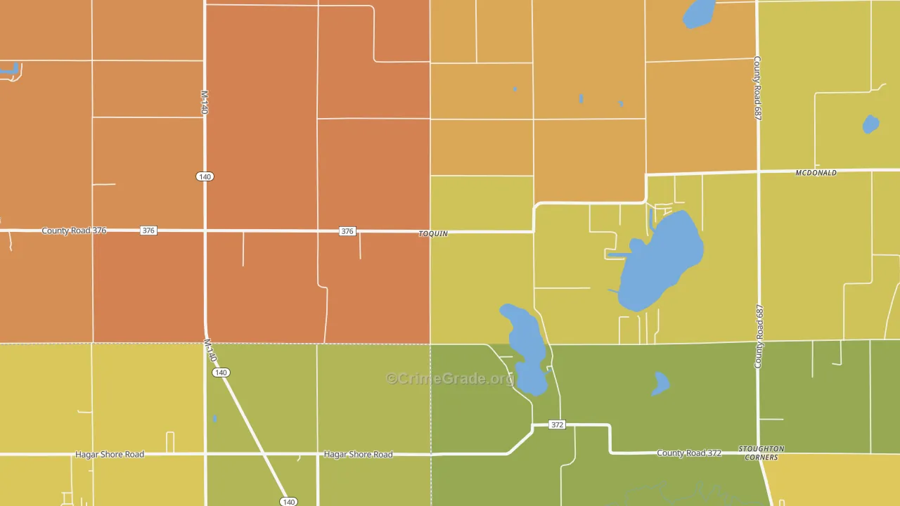 Toquin, MI Map of Murder Rates