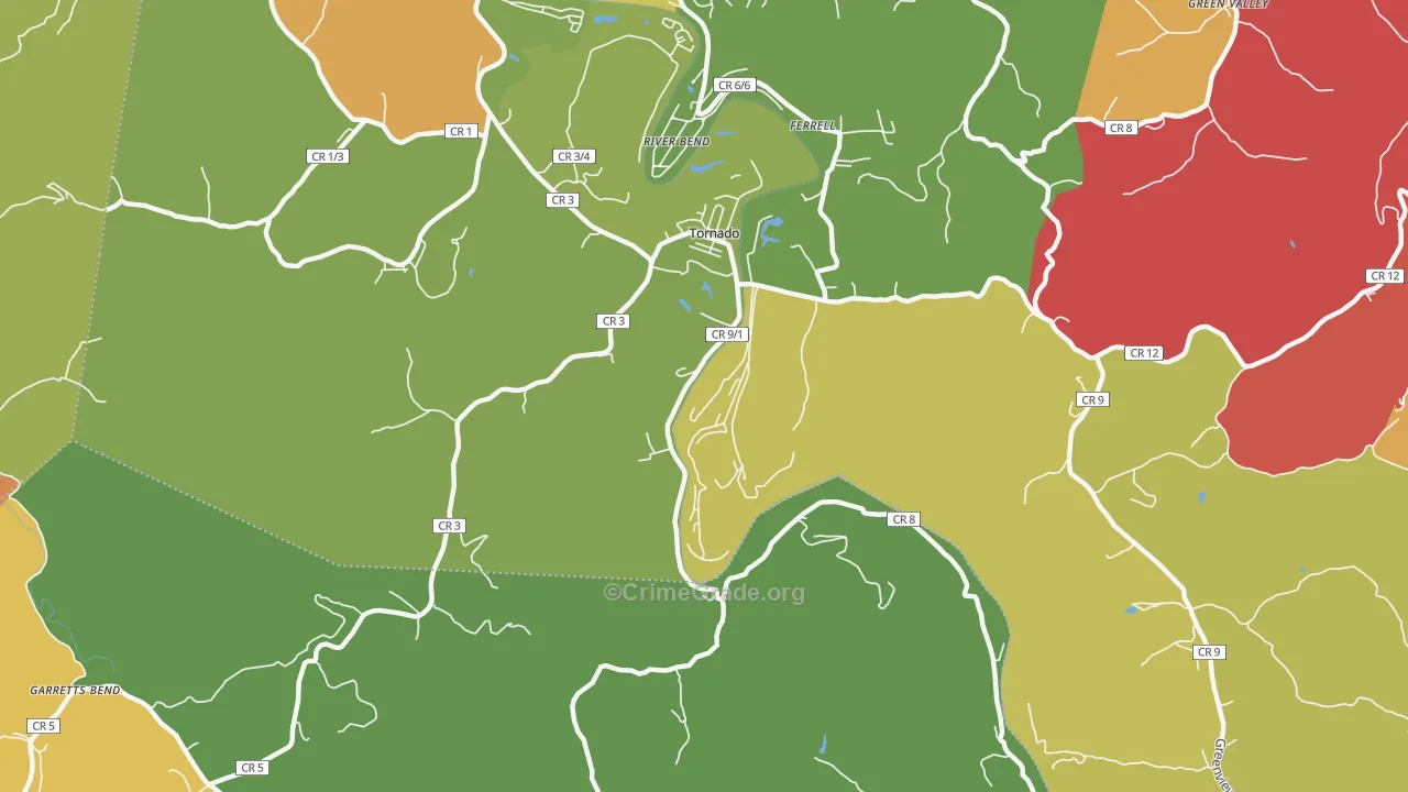 Tornado, WV Map of Murder Rates