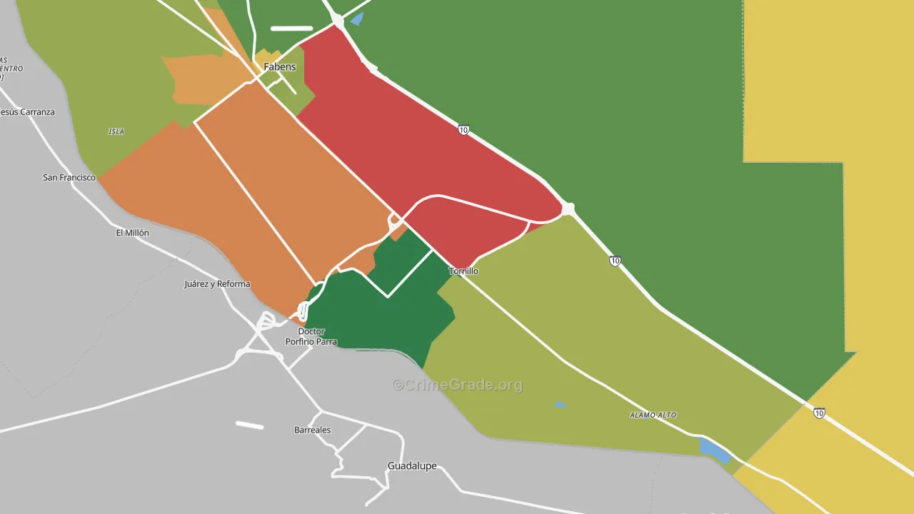 Tornillo, TX Map of Murder Rates