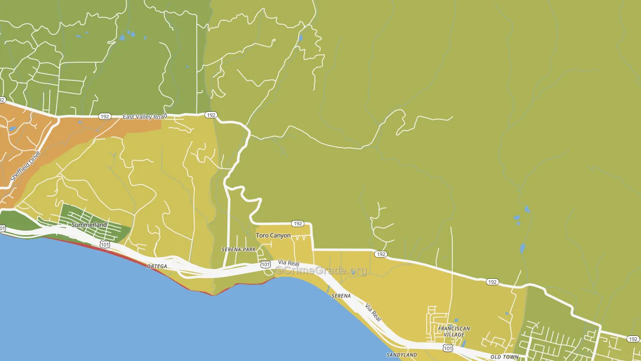 Toro Canyon, CA Map of Murder Rates