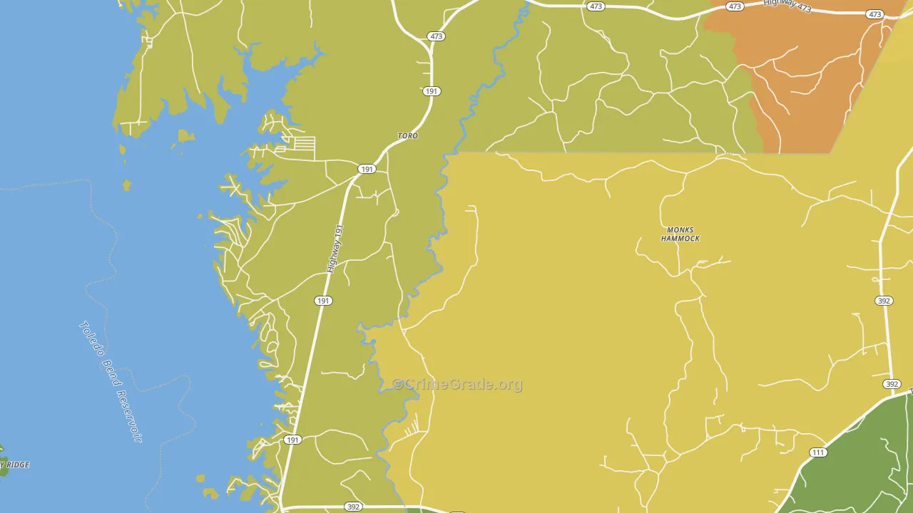 Toro, LA Map of Murder Rates