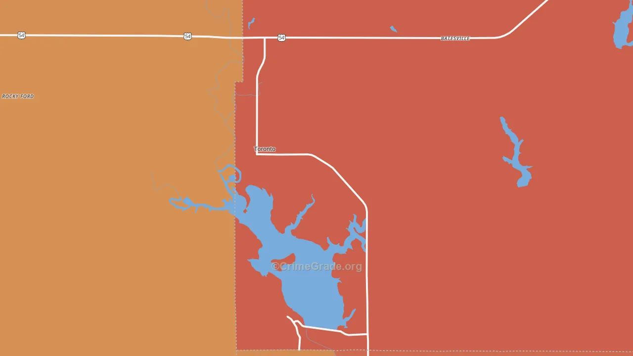 Toronto, KS Map of Murder Rates