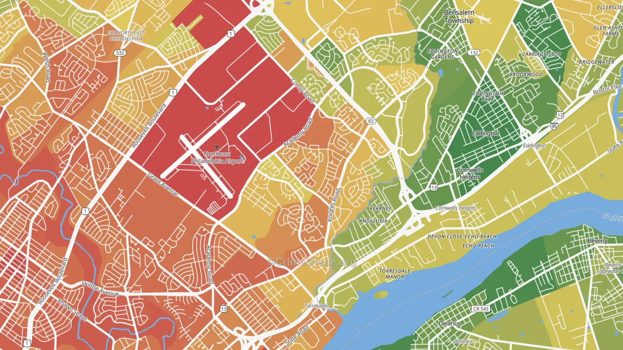 Torresdale, Philadelphia, PA Map of Murder Rates