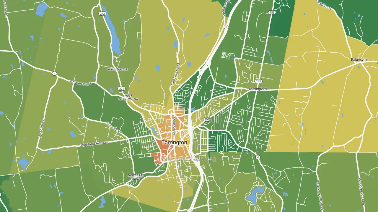 Torrington, CT Map of Murder Rates