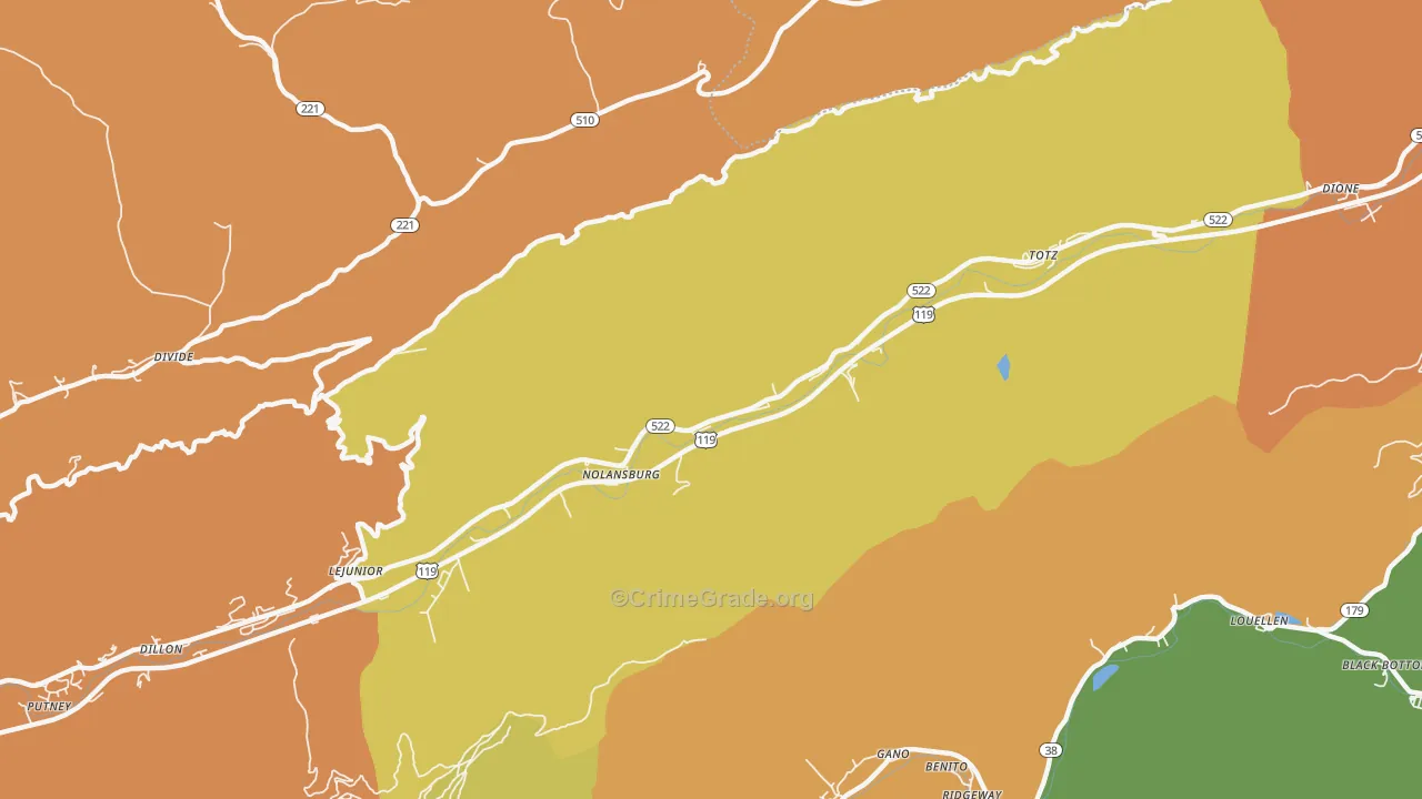 Totz, KY Map of Murder Rates