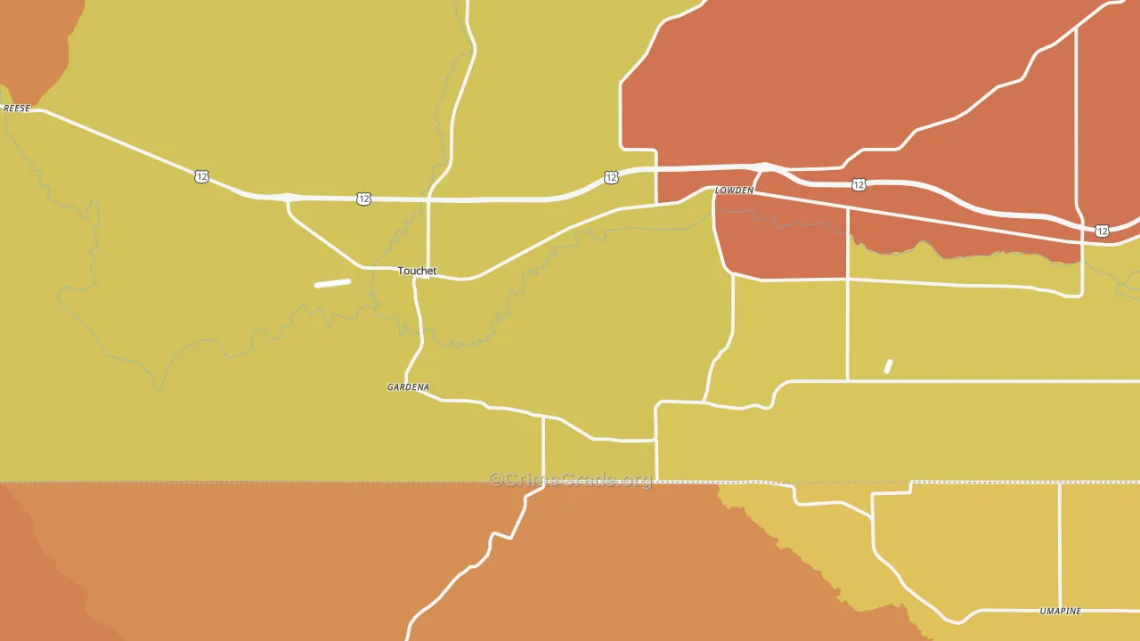 Touchet, WA Map of Murder Rates