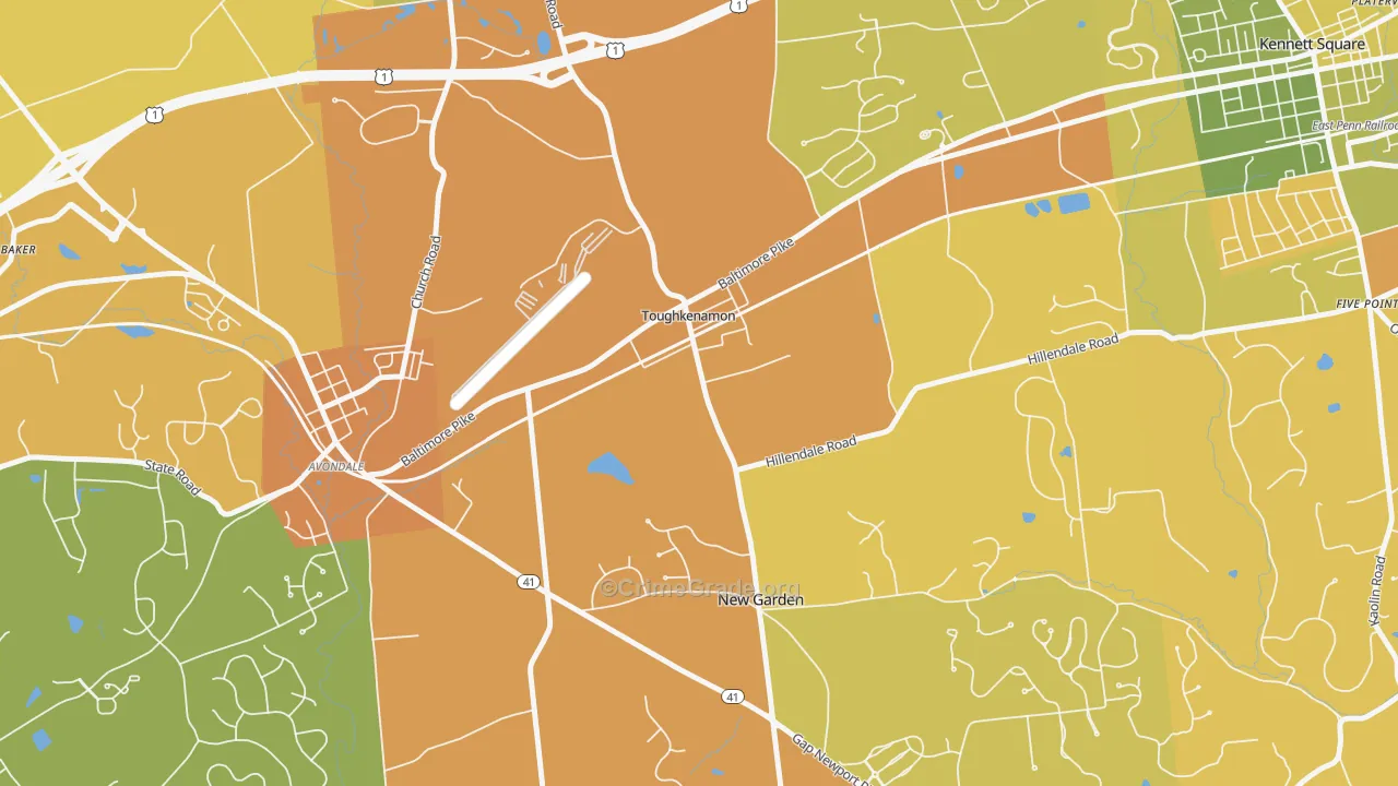 Toughkenamon, PA Map of Murder Rates