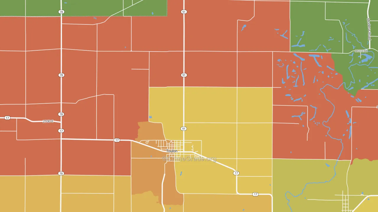 Toulon, IL Map of Murder Rates