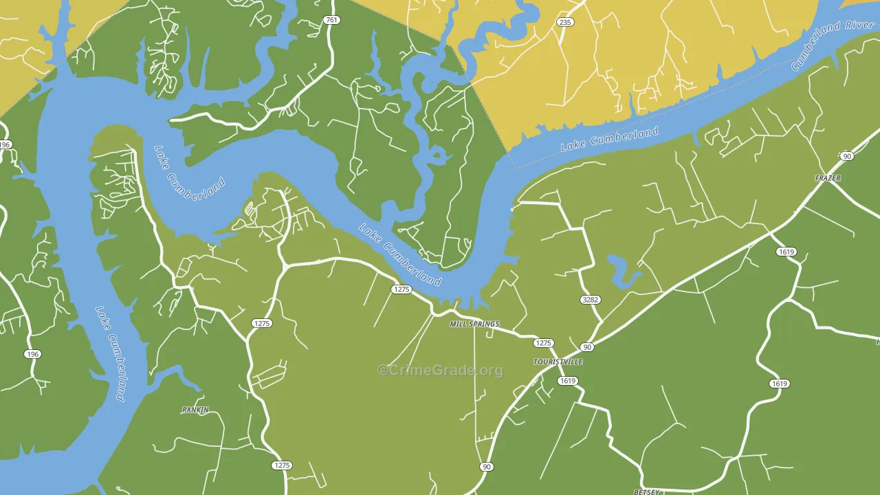 Touristville, KY Map of Murder Rates