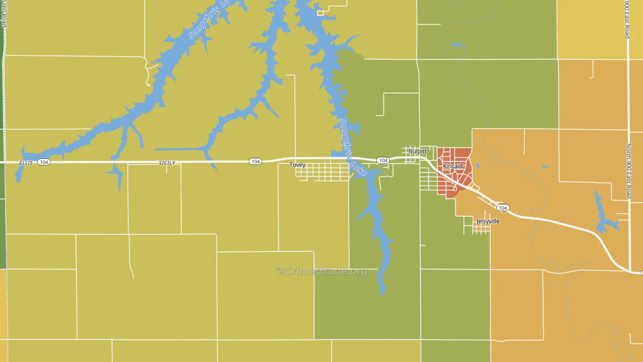 Tovey, IL Map of Murder Rates