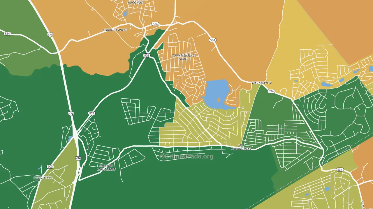 Towamensing Trails, PA Map of Murder Rates