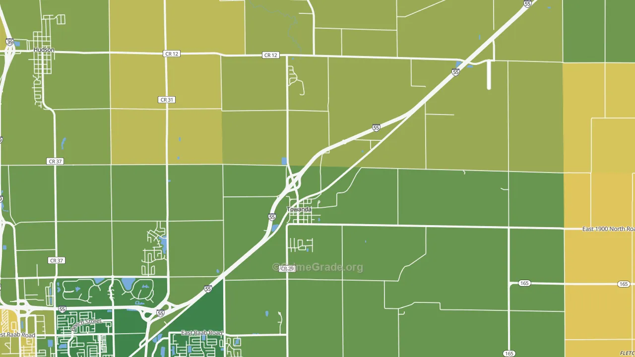 Towanda, IL Map of Murder Rates