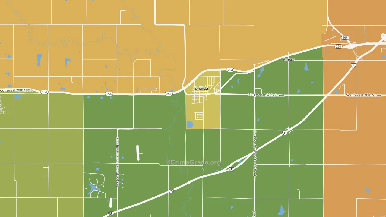 Towanda, KS Map of Murder Rates
