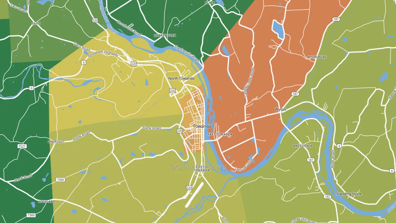 Towanda, PA Map of Murder Rates