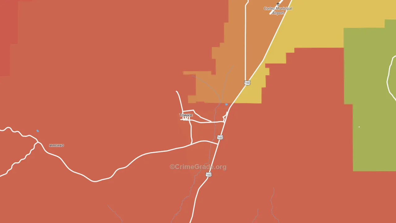 Towaoc, CO Map of Murder Rates
