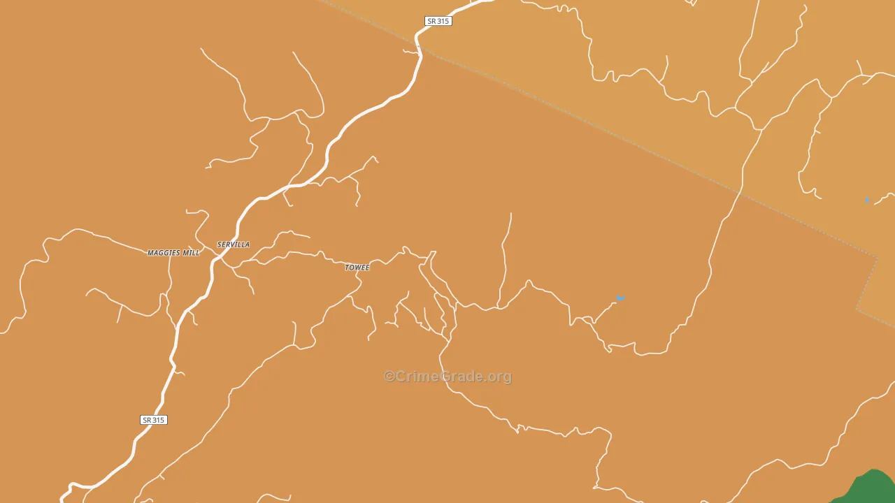 Towee, TN Map of Murder Rates