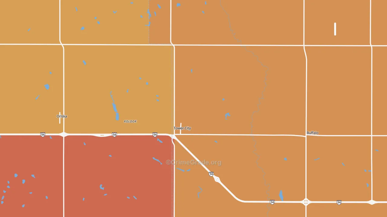 Tower City, ND Map of Murder Rates