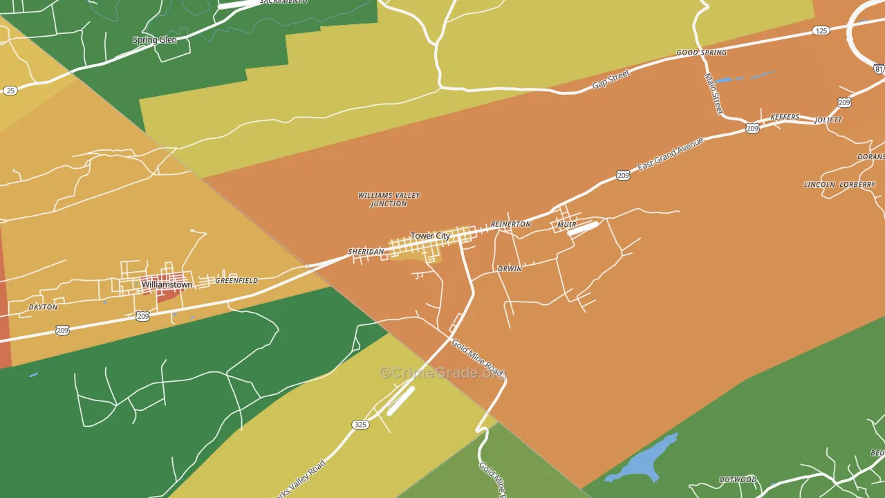 Tower City, PA Map of Murder Rates
