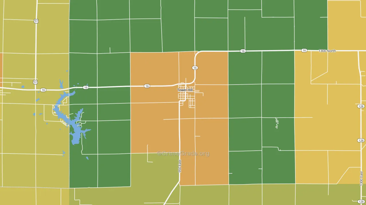 Tower Hill, IL Map of Murder Rates