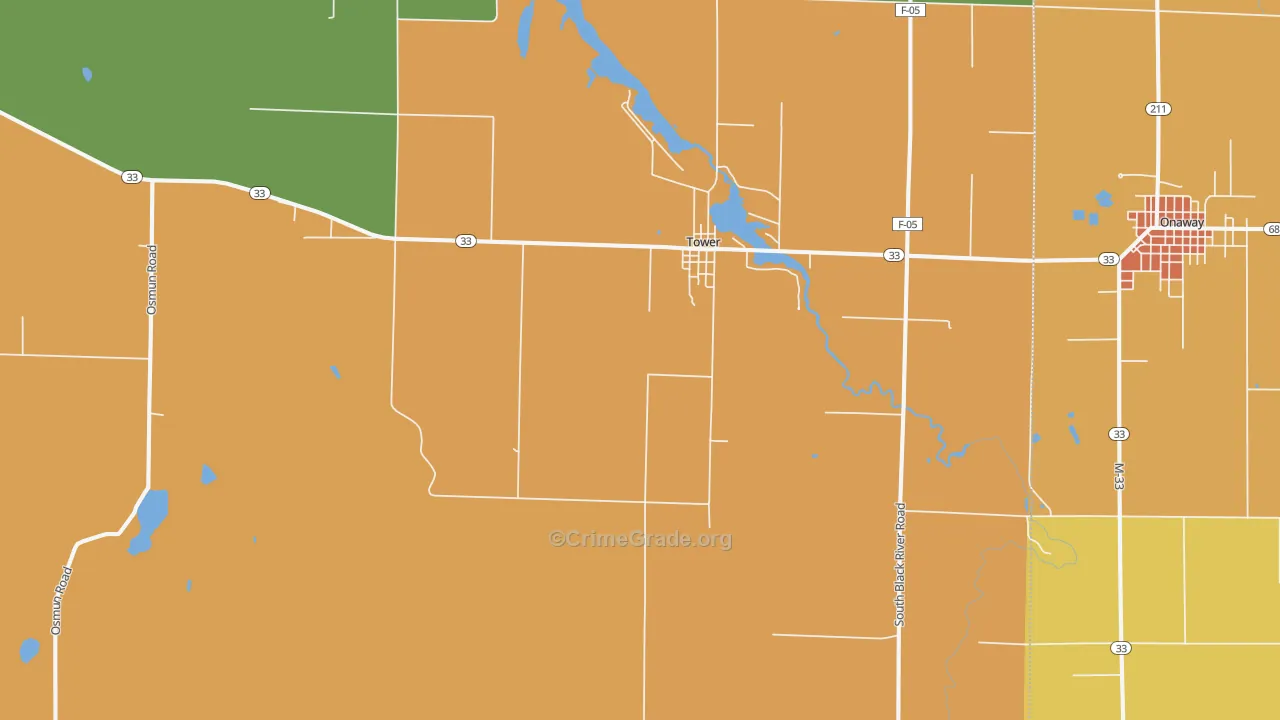 Tower, MI Map of Murder Rates