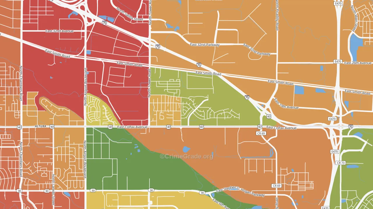 Tower Triangle, Aurora, CO Map of Murder Rates