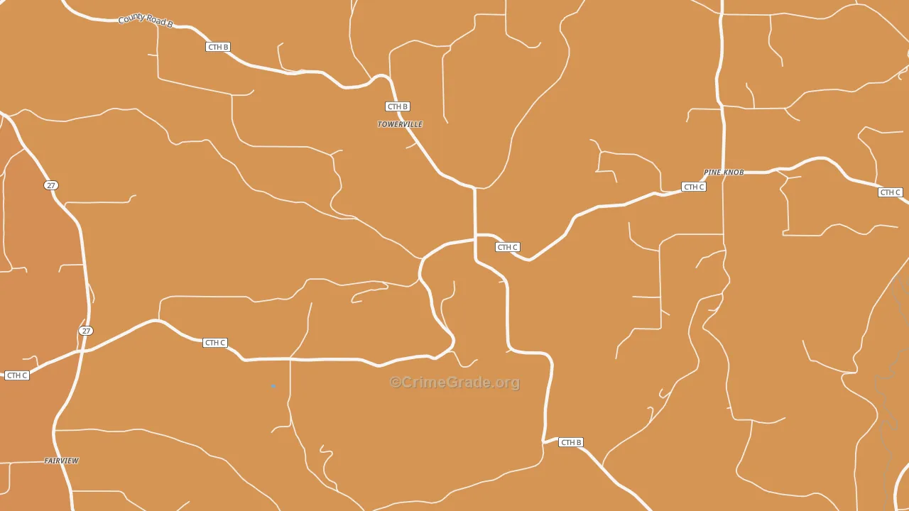 Towerville, WI Map of Murder Rates