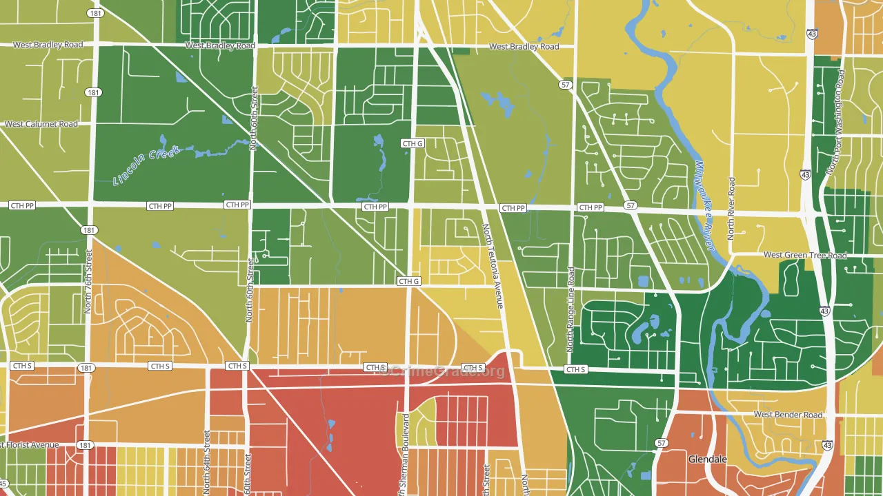 Town and Country Manor, Milwaukee, WI Map of Murder Rates