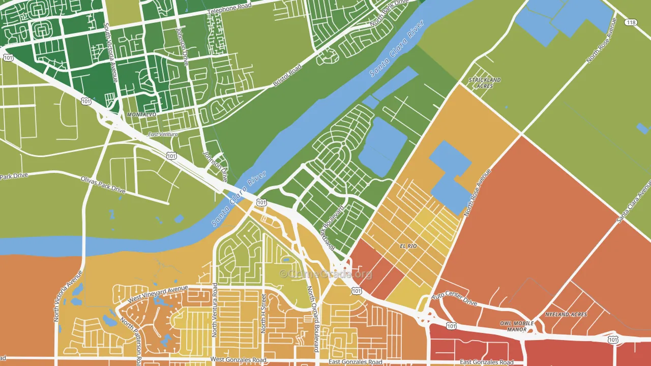 Town Center, Oxnard, CA Map of Murder Rates