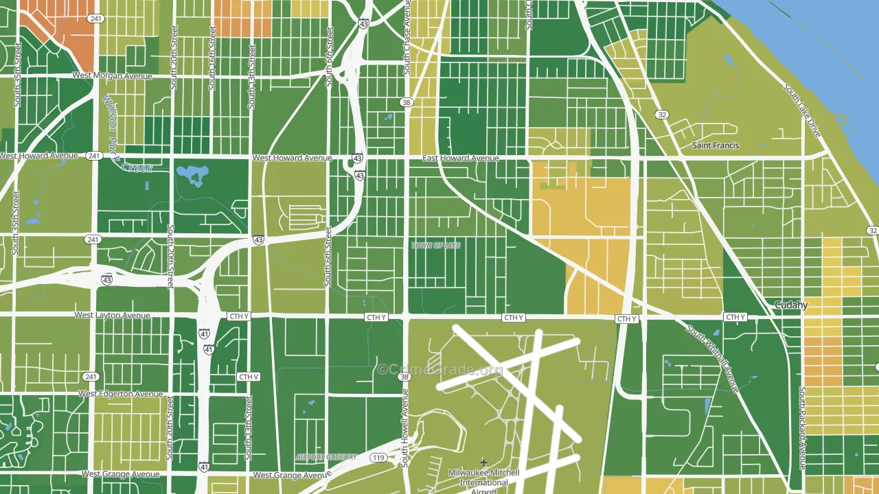 Town of Lake, Milwaukee, WI Map of Murder Rates