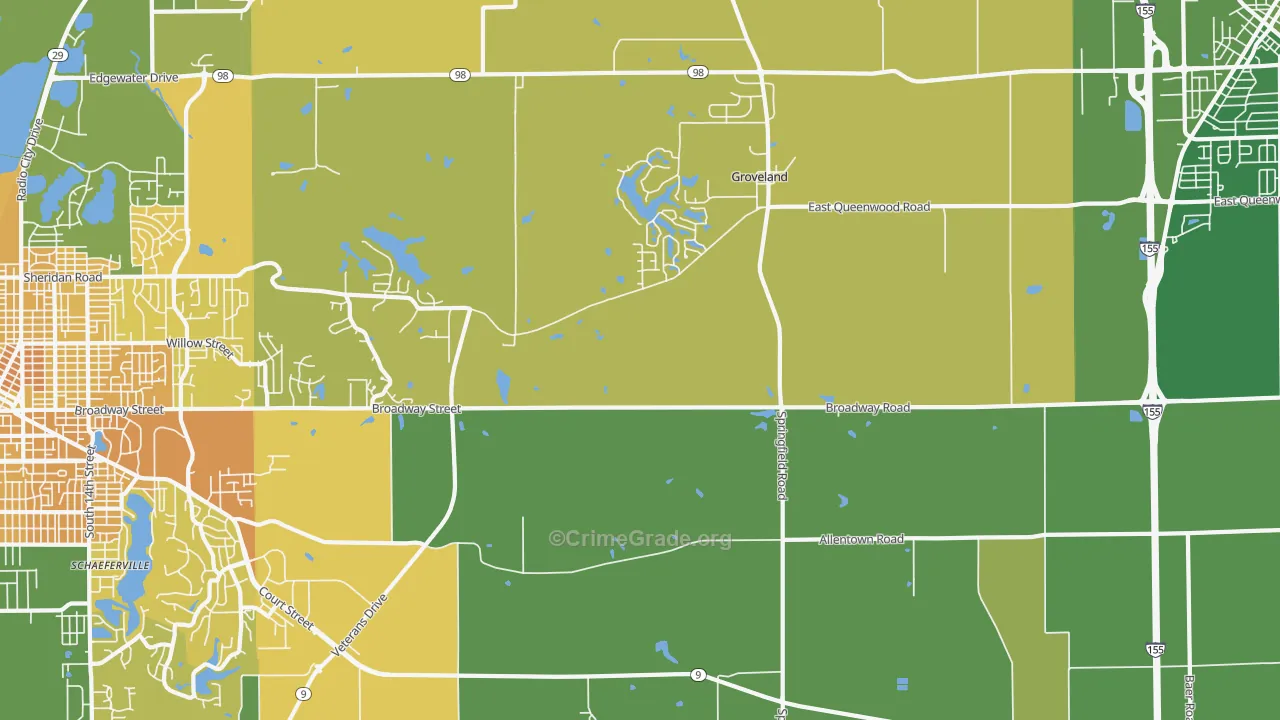 Towne Oaks, IL Map of Murder Rates