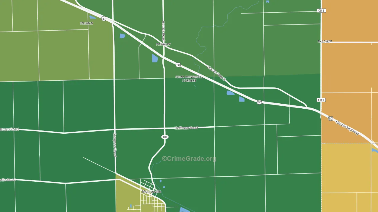 Townley, IN Map of Murder Rates