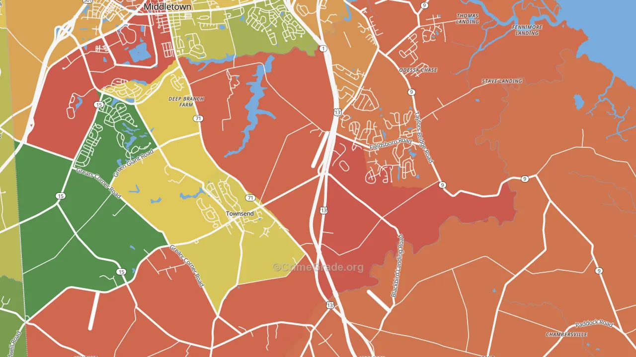 Townsend, DE Map of Murder Rates