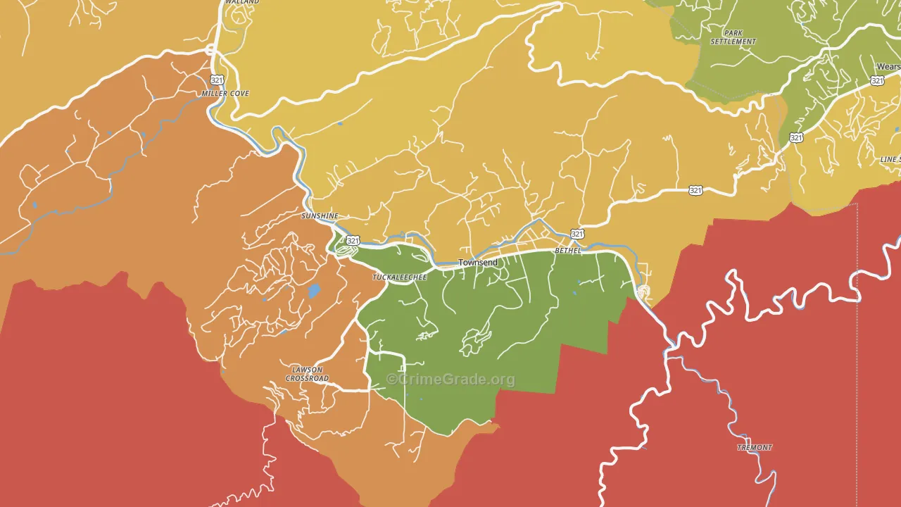 Townsend, TN Map of Murder Rates