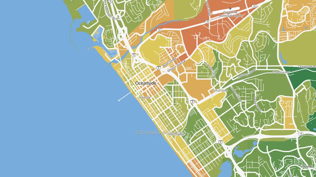 Townsite, Oceanside, CA Map of Murder Rates