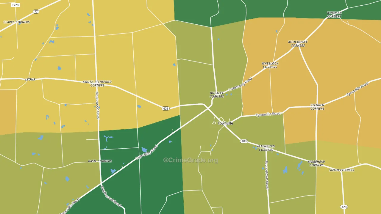 Townville, PA Map of Murder Rates