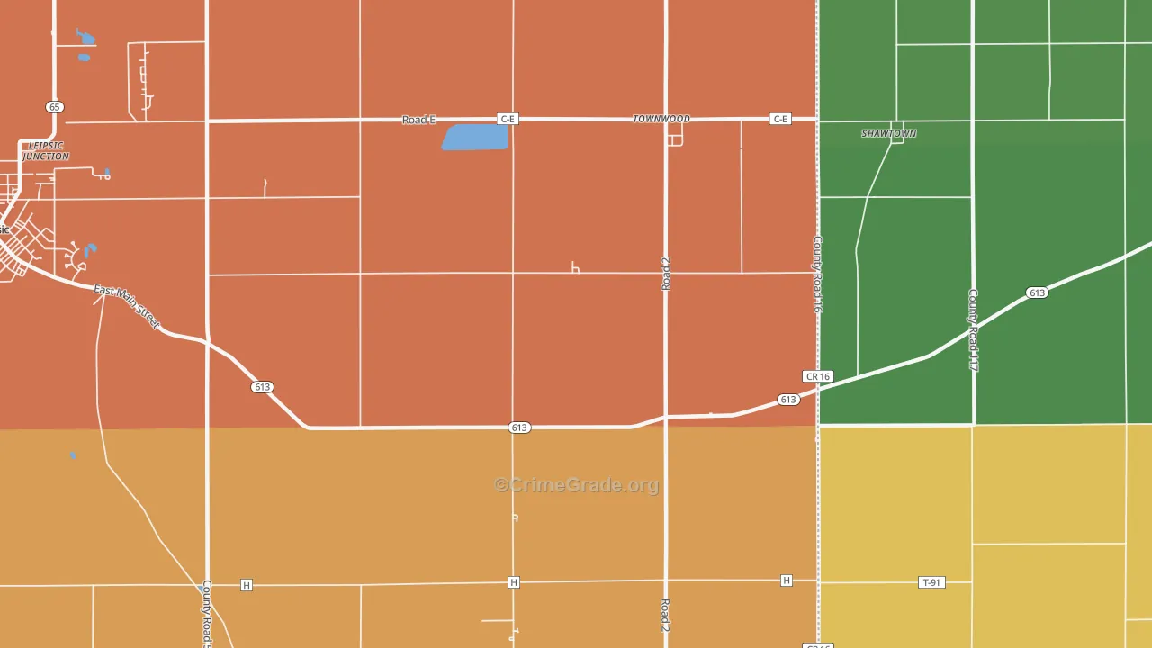 Townwood, OH Map of Murder Rates