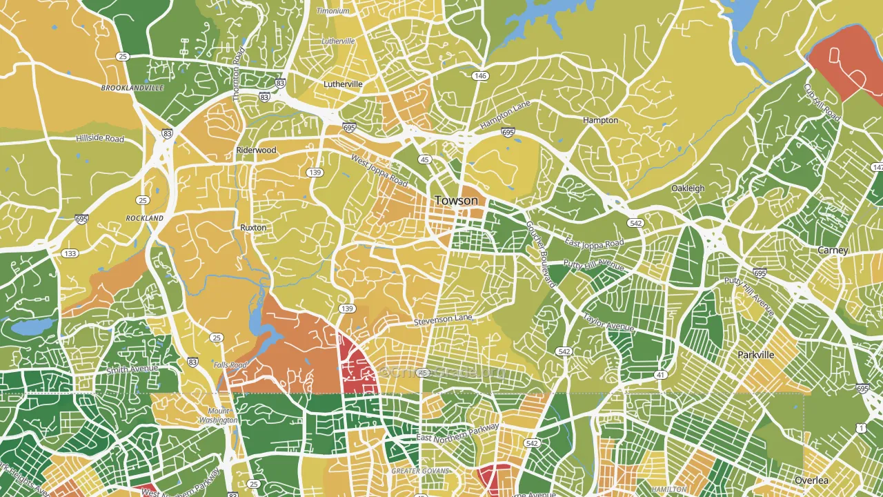 Towson, MD Map of Murder Rates