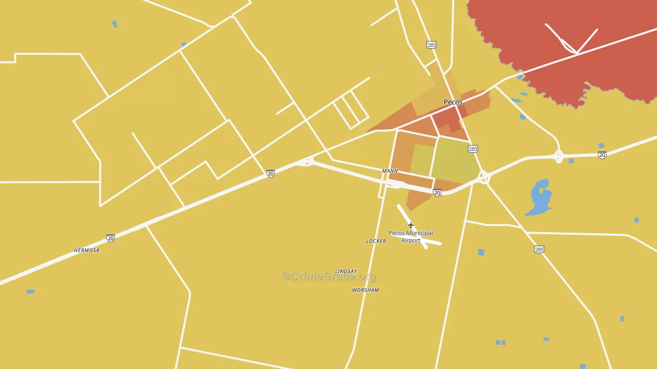 Toyahvale, TX Map of Murder Rates