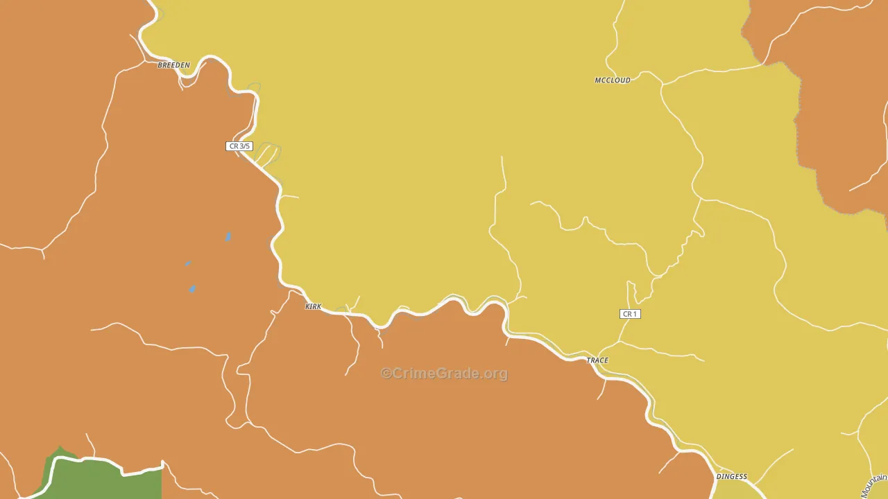 Trace, WV Map of Murder Rates