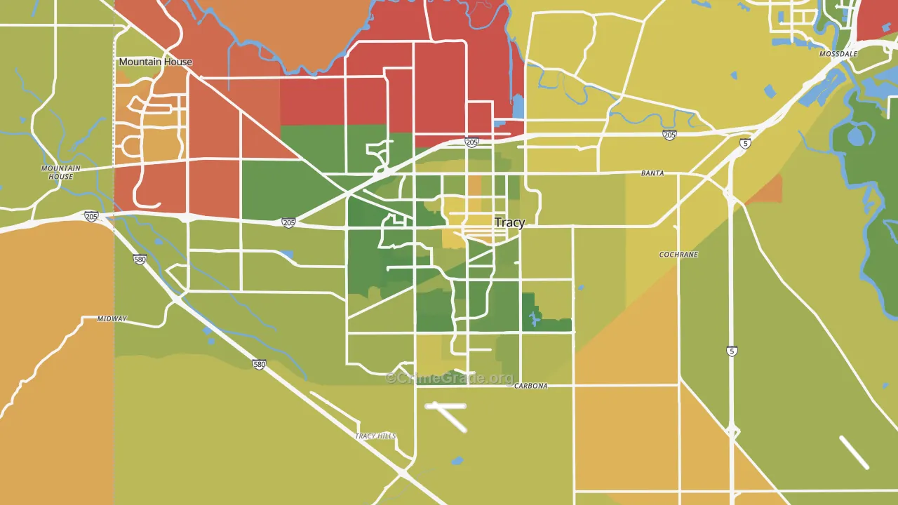 Tracy, CA Map of Murder Rates