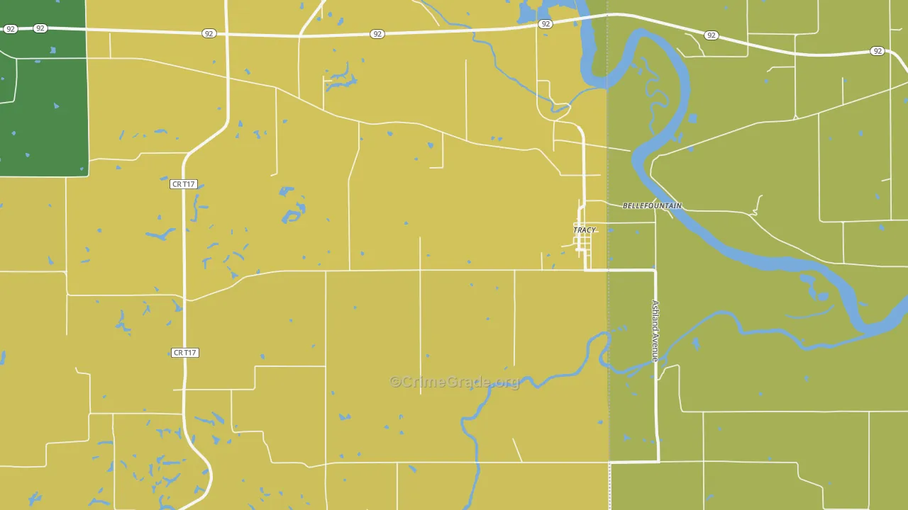 Tracy, IA Map of Murder Rates