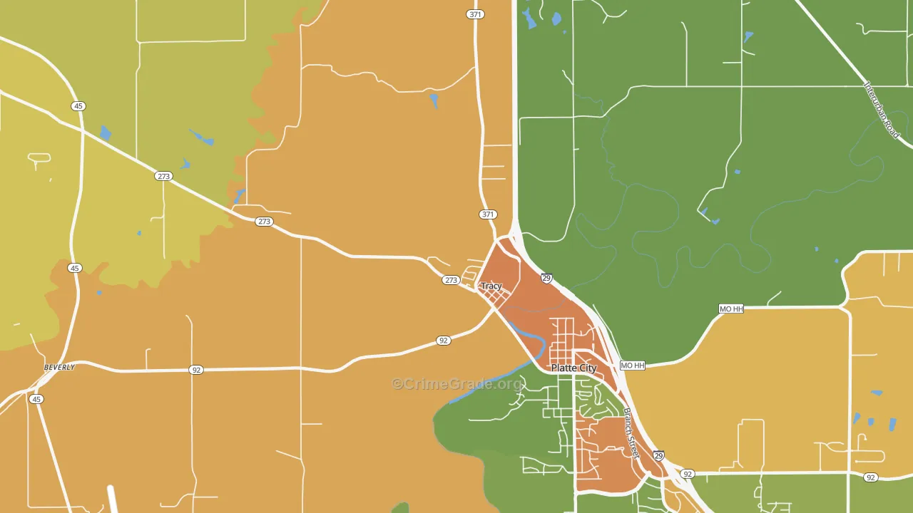 Tracy, MO Map of Murder Rates