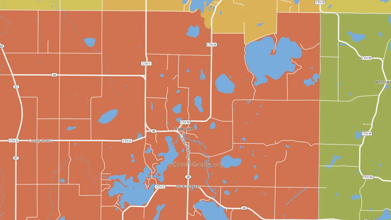 Trade Lake, WI Map of Murder Rates