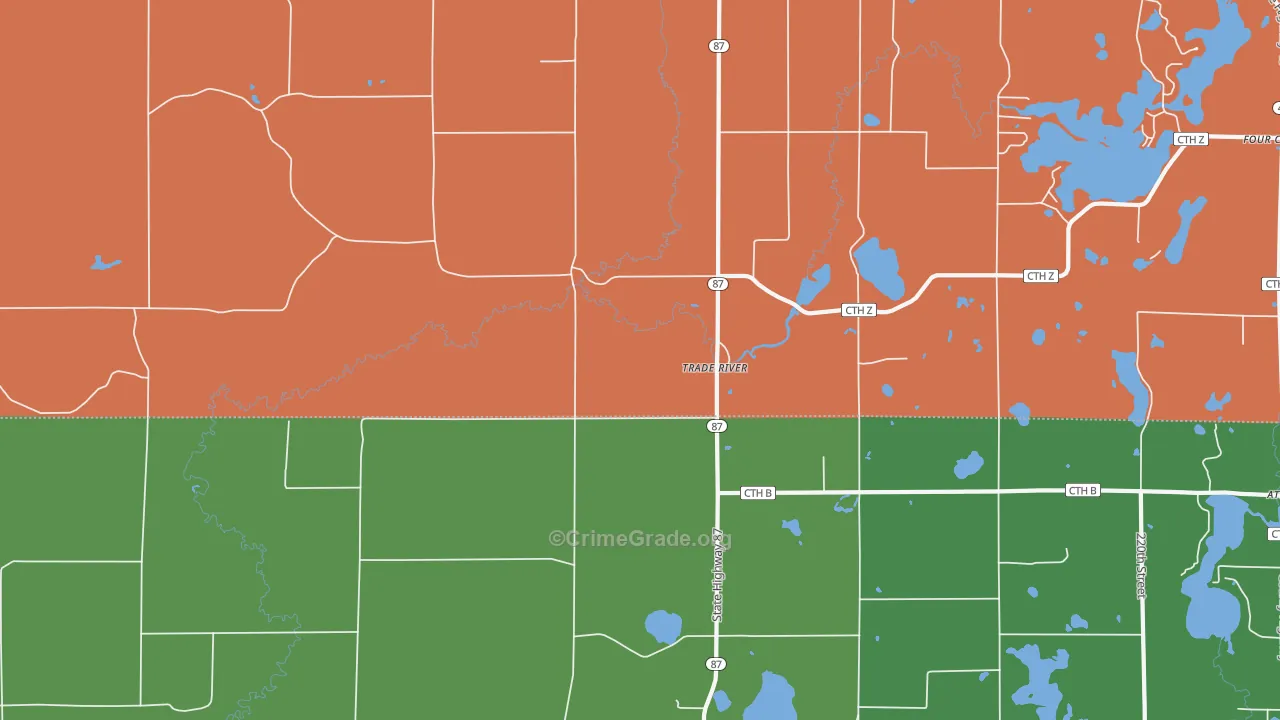 Trade River, WI Map of Murder Rates