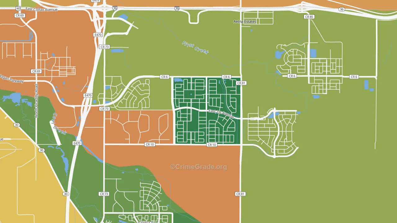 Traditions, Aurora, CO Map of Murder Rates