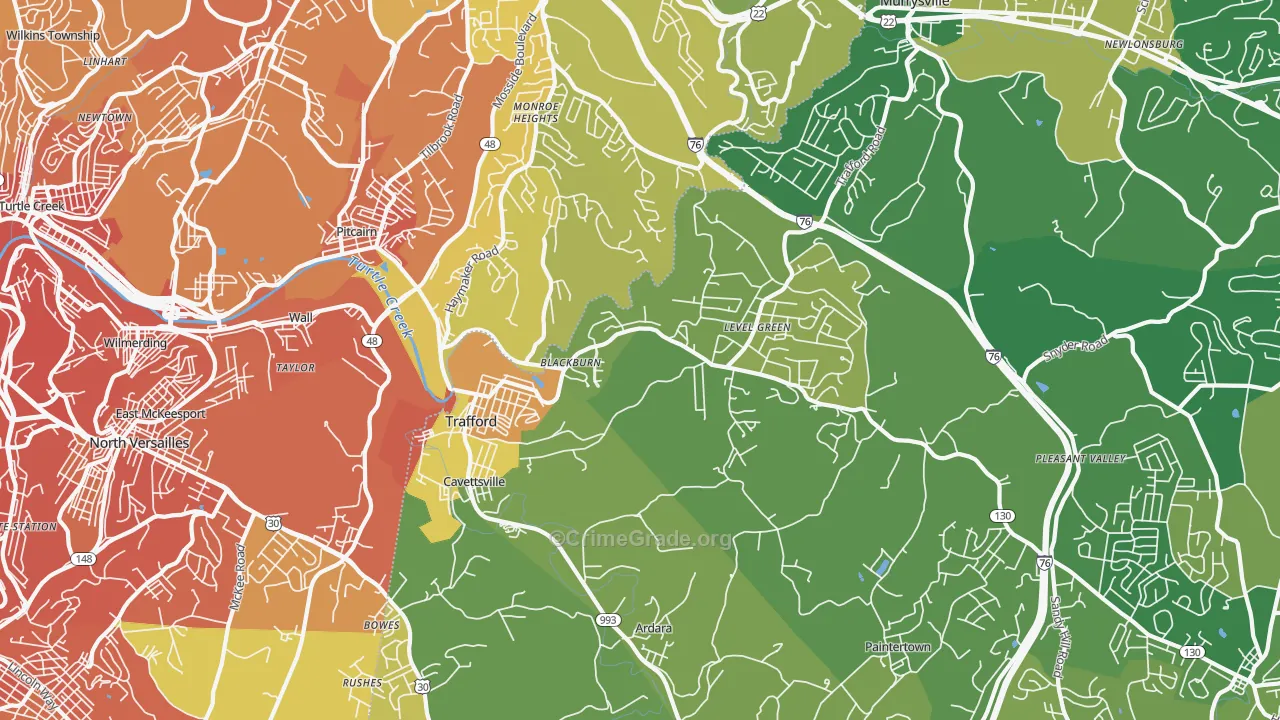 Trafford, PA Map of Murder Rates