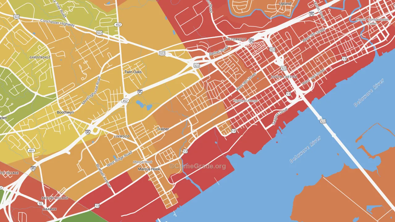 Trainer, PA Map of Murder Rates